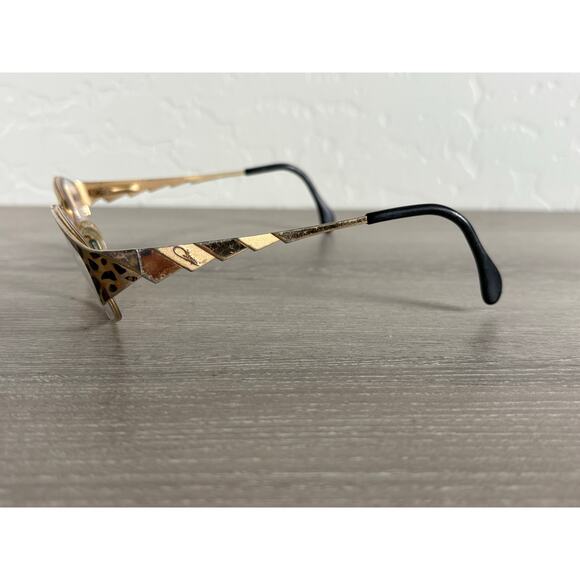 Vintage Cazal Eyeglass Frames Leopard Print Gold Zig Zag Arms Women’s Designer - Picture 4 of 5